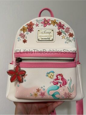 Disney - Little Mermaid/Ariel Floral Pink and Cream Loungefly Backpack